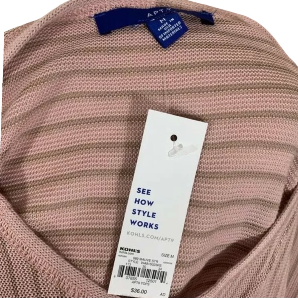 NWT Apt 9 Pink Chevron Knit Sweater Front- M - Picture 7 of 8